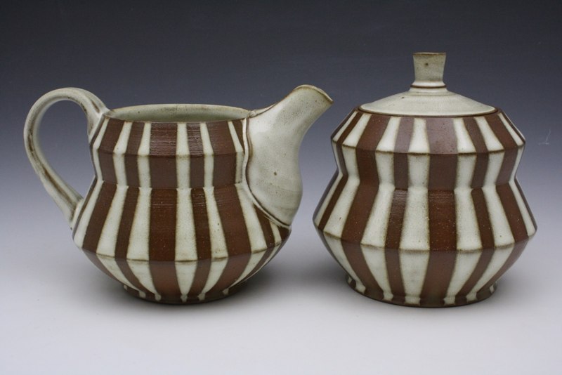 Jeremy Ayers Striped Sugar and Creamer Set