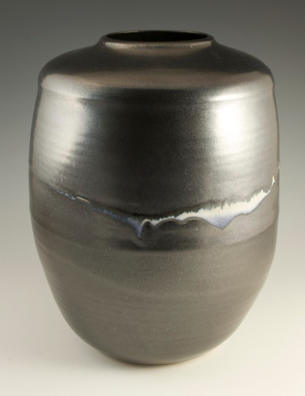 White Line Black Vase