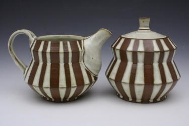 Striped Sugar and Creamer Set