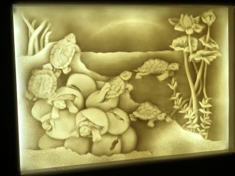 Turtle Landscape Lithophane with Lucky Rainbow